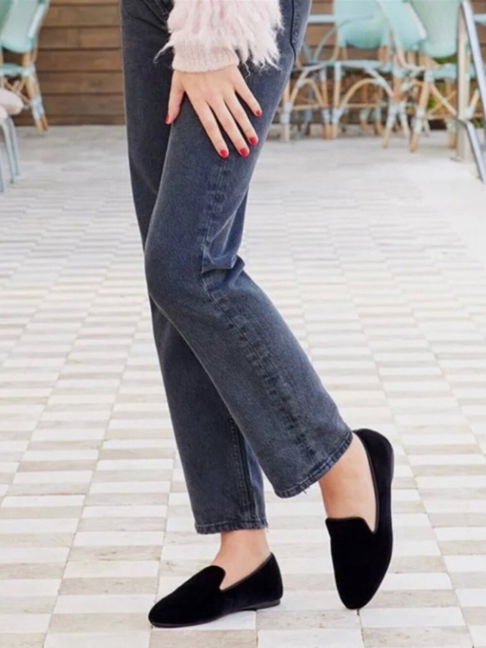 Birdies The Starling Black Velvet Loafers Slip-On Shoes Women Size 9.5